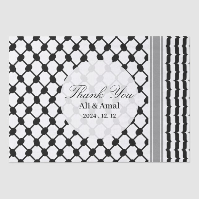 Palestinian Hatta Keffiyeh Thank You Wedding  Tissue Paper (Front)