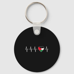 Palestinian Heartbeat I Love Palestine Flag Heart Key Ring