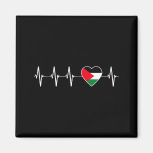 Palestinian Heartbeat I Love Palestine Flag Heart Magnet
