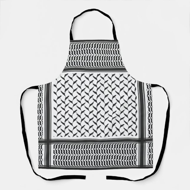 Palestinian Joranian kuffiya black and white Apron (Front)