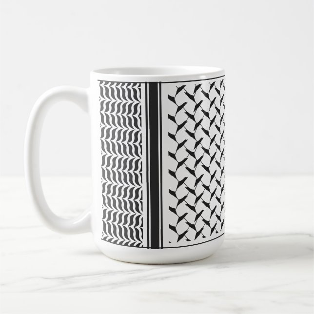 Palestinian Joranian kuffiya black and white Coffee Mug (Left)