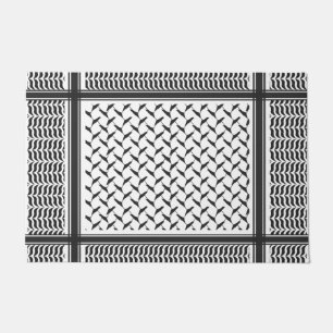 Palestinian Joranian kuffiya black and white Doormat