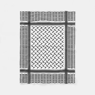 Palestinian Joranian kuffiya black and white Fleece Blanket