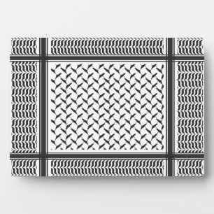 Palestinian Joranian kuffiya black and white Plaque