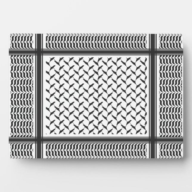Palestinian Joranian kuffiya black and white Plaque (Front)
