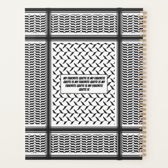 Palestinian Joranian kuffiya black & white shemag  Planner (Back)