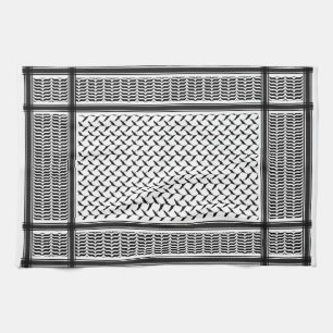 Palestinian Joranian kuffiya black & white shemag  Tea Towel