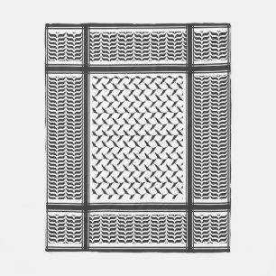 Palestinian Joranian kuffiya black & white shemagh Fleece Blanket