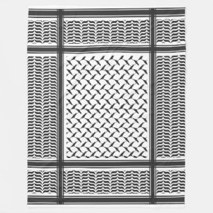 Palestinian Jordanian kuffiya black and white Fleece Blanket