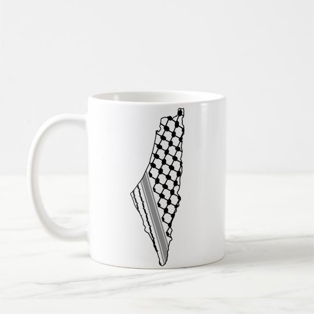 Palestinian keffiyeh, free map of Palestine Kufiya Coffee Mug (Left)