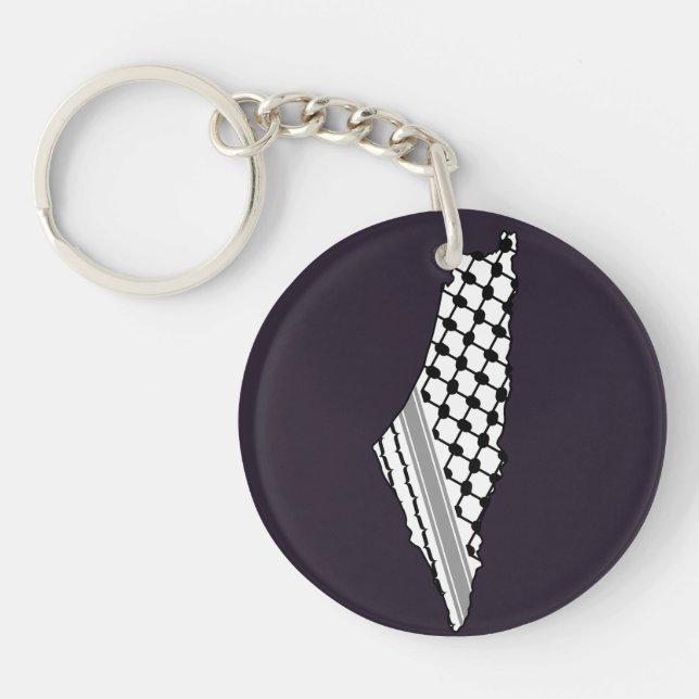Palestinian keffiyeh, free map of Palestine Kufiya Key Ring (Front)