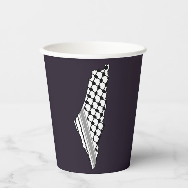 Palestinian keffiyeh, free map of Palestine Kufiya Paper Cups (Front)