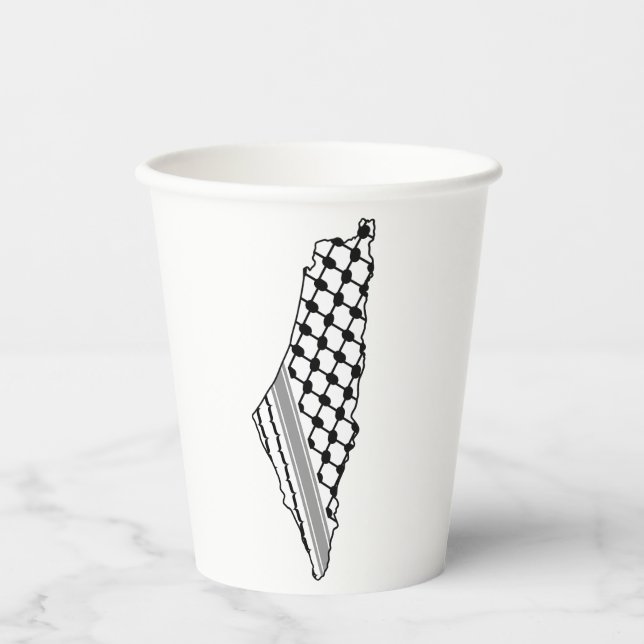 Palestinian keffiyeh, free map of Palestine Kufiya Paper Cups (Front)