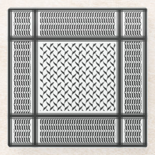 Palestinian keffiyeh glass coaster