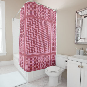 Palestinian Keffiyeh Jordanian Hatta PINK RED Shower Curtain