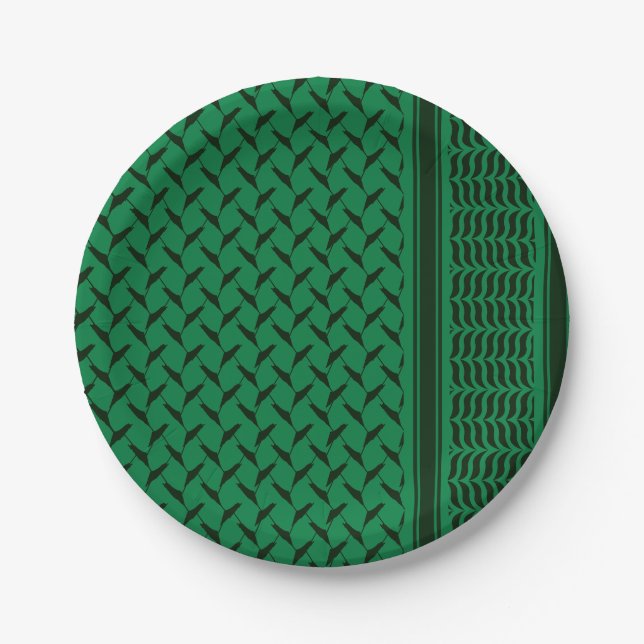 Palestinian keffiyeh | Palestine map Pattern Paper Plate (Front)