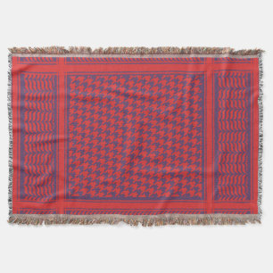 Palestinian Keffiyeh Red and Mauve Throw Blanket