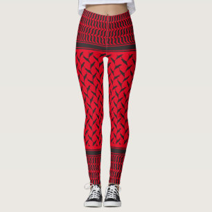 palestinian kuffiya black and red leggings