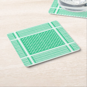 palestinian kuffiya Green Gradient Square Paper Coaster