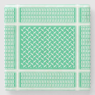 palestinian kuffiya Green Gradient Stone Coaster