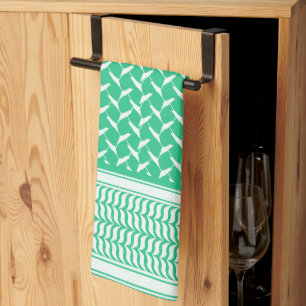 palestinian kuffiya Green Gradient Tea Towel
