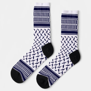 palestinian kuffiya white and dark blue socks