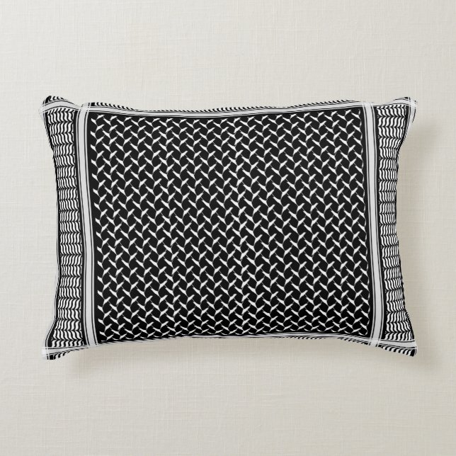 Palestinian Kufiya | black Keffiyeh Tapestry Decorative Cushion (Front)