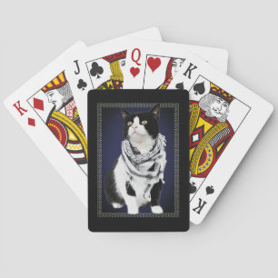 Palestinian Kufiya Wearing Cat Playing Cards