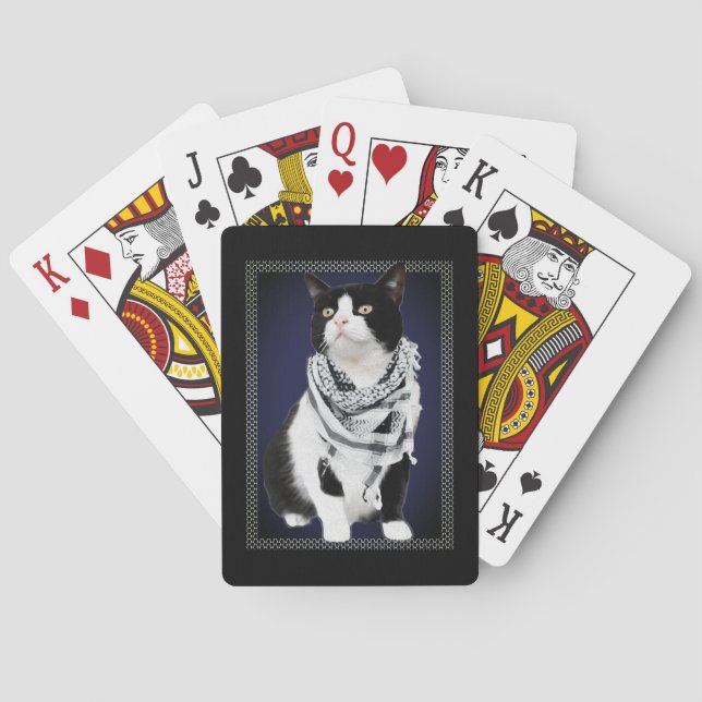 Palestinian Kufiya Wearing Cat Playing Cards (Back)