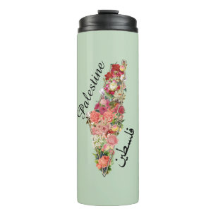 Palestinian Map فلسطين   Floral  Thermal Tumbler