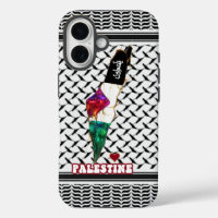  Palestinian map keffiyeh featuring Arabic font