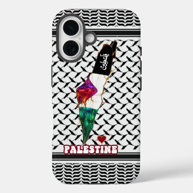  Palestinian map keffiyeh featuring Arabic font Case-Mate iPhone Case (Back)