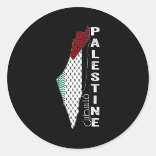 Palestinian Map Keffiyeh Thobe Patterns Palestine  Classic Round Sticker