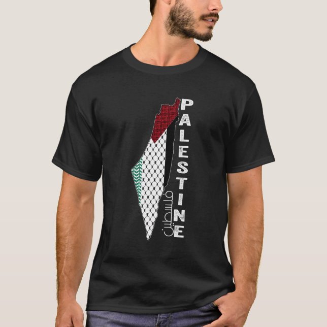 Palestinian Map Keffiyeh Thobe Patterns Palestine  T-Shirt (Front)