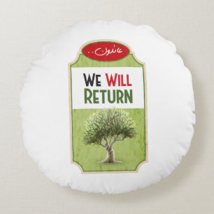 Palestinian Olive Tree: "We will Return" Round Cushion