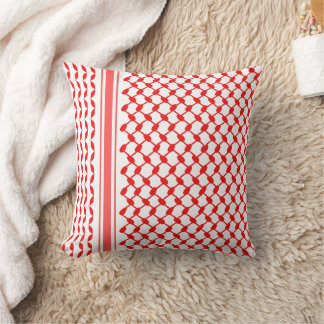Palestinian red kufiya Throw Pillow