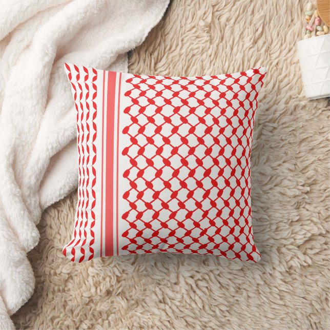 Palestinian red kufiya Throw Pillow (Blanket)