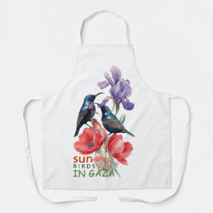 Palestinian Sunbirds in Gaza Floral Art Kitchen Ap Apron