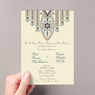 Palestinian Tatreez 3 Acrylic Wed. Invitation