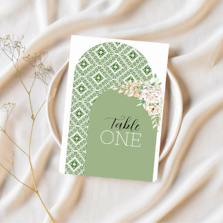 Palestinian Tatreez Arches in Green Table Number