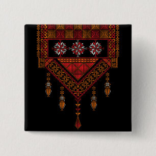 Palestinian Tatreez Cross Stitch Embroidery Art 15 Cm Square Badge
