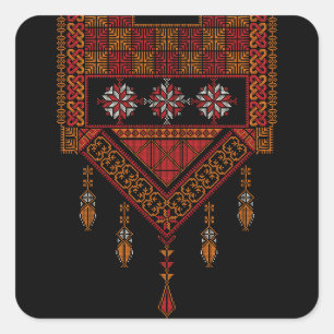 Palestinian Tatreez Embroidery Art  Square Sticker