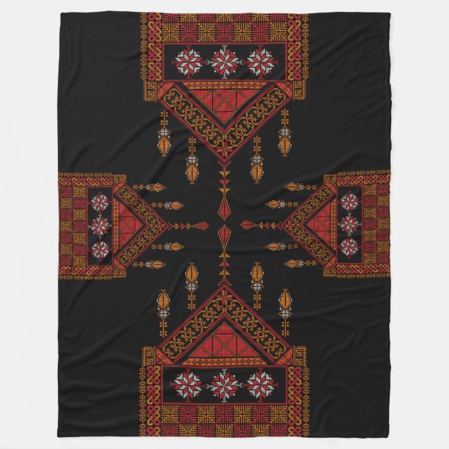 Palestinian Tatreez  Embroidery | palestine Art Fleece Blanket (Front)