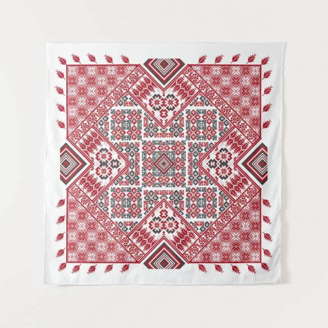 Palestinian tatreez embroidery pattern tapestry (Front)