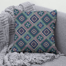 Palestinian Tatreez Fashion Throw Pillow 1