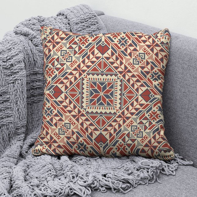 Palestinian Tatreez Fashion Throw Pillow 13 (Creator Uploaded)