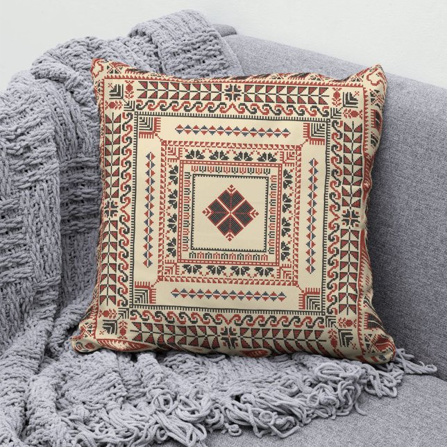 Palestinian Tatreez Fashion Throw Pillow 2 (Creator Uploaded)
