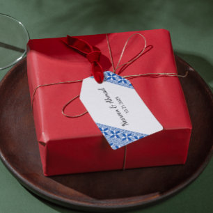 Palestinian Tatreez Print Gift Tag In Blue