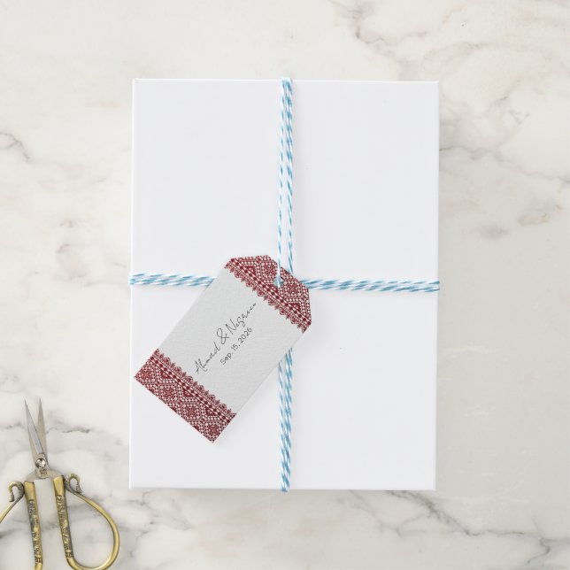Palestinian Tatreez Print Gift Tags (With Twine)