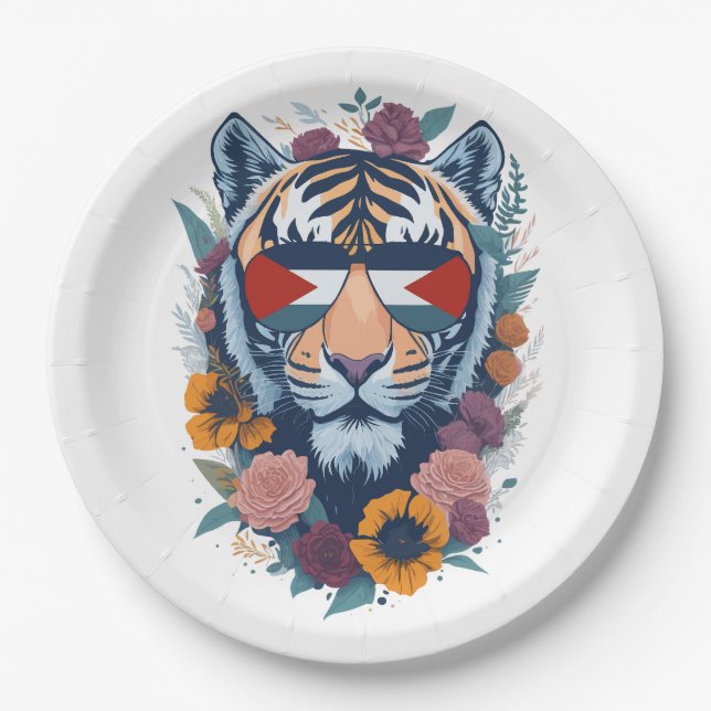 Palestinian tiger - Palestine FLAG  - Gift For Pal Paper Plate (Front)